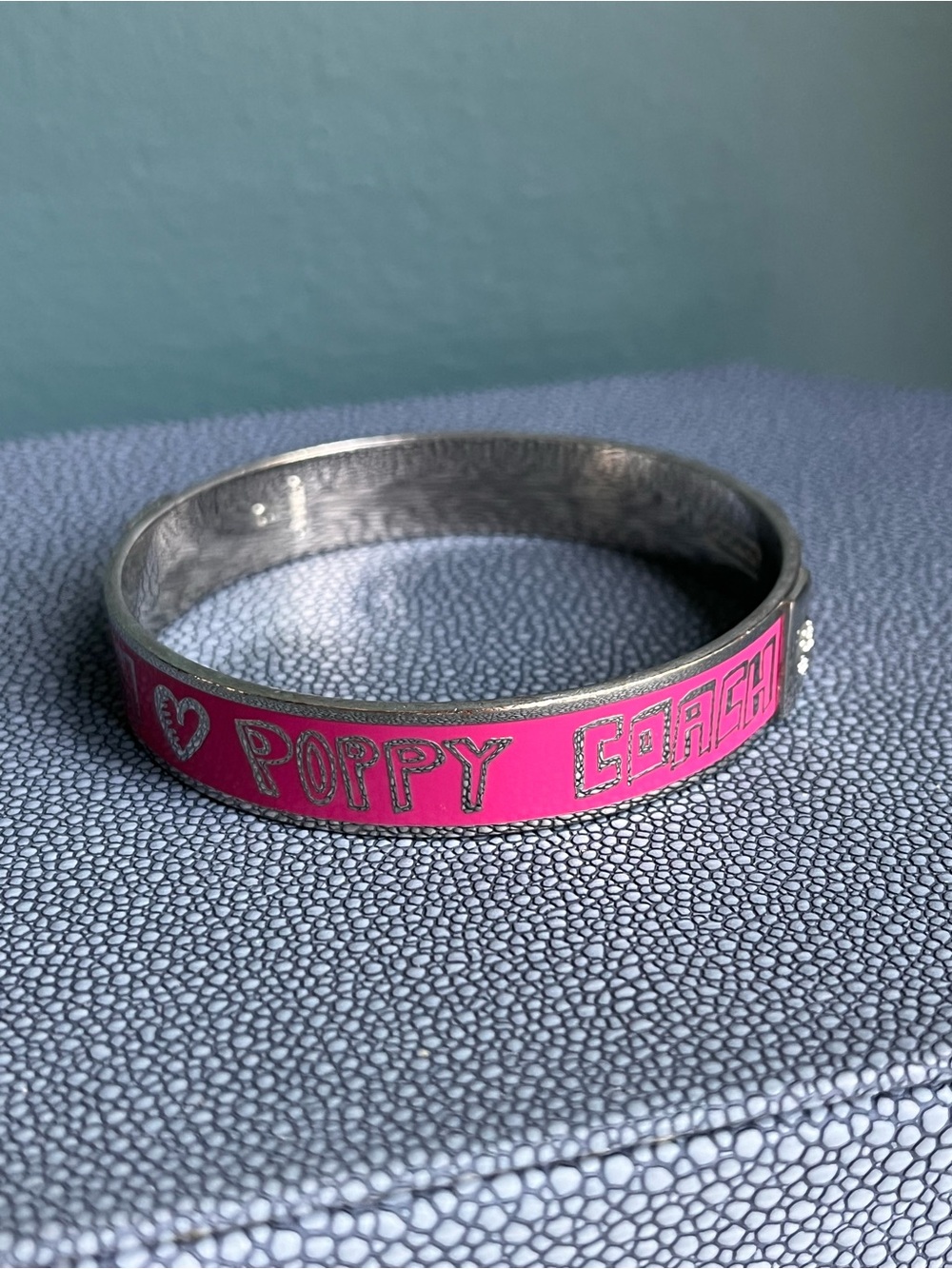 Coach Pink Poppy Enamel Bangle Bracelet